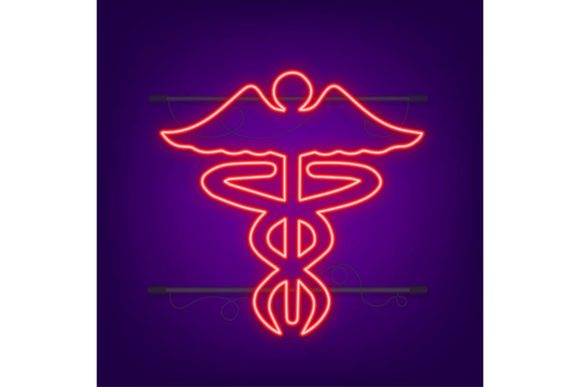 Infographic with Healthcare Neon Icon: Modernizing Medical Communication
