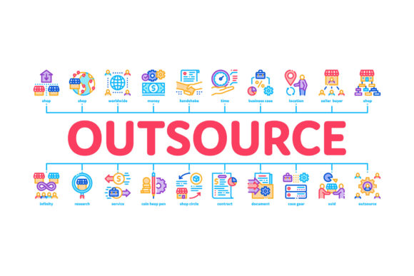 Outsource Management Minimal Infographic: Visualizing Global Business Strategy